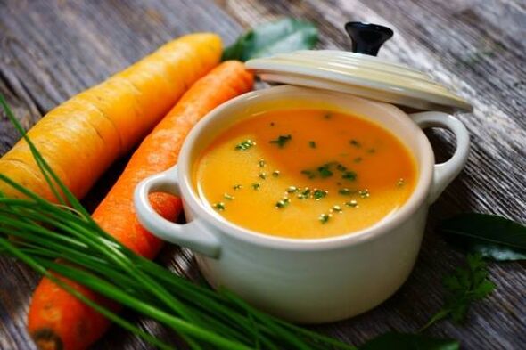 Puree potato and carrot soup in a soft diet menu for gastritis